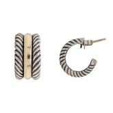 Estate: Sterling Silver & 14K DY Half Hoop Earrings